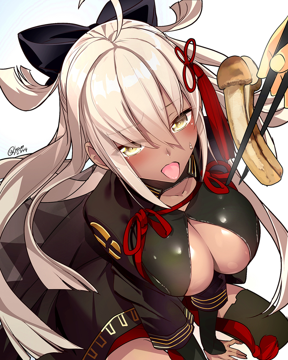 This is a pixiv picture whose title is 茸と沖田オルタさん.