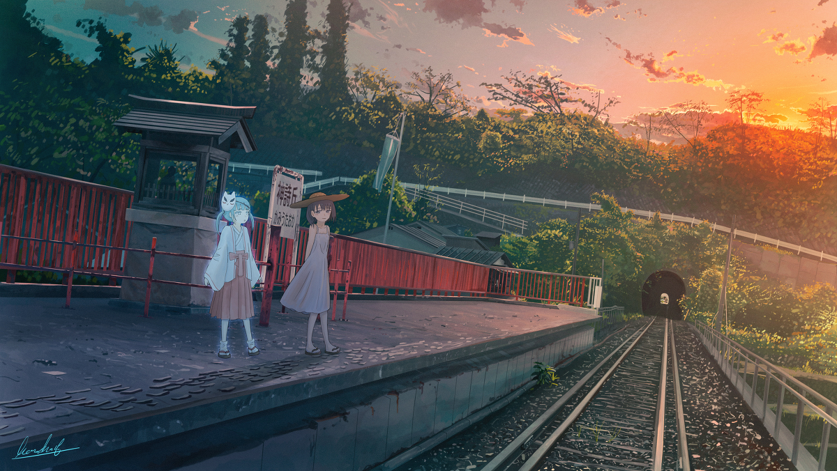 This is a pixiv picture whose title is 来ない電車.