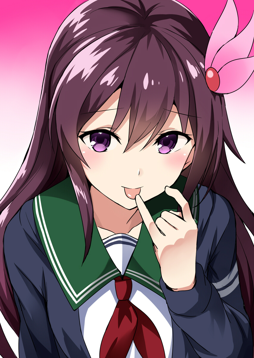 This is a pixiv picture whose title is 舌出し如月/およよ睦月/ウインク皐月[ワンドロ].