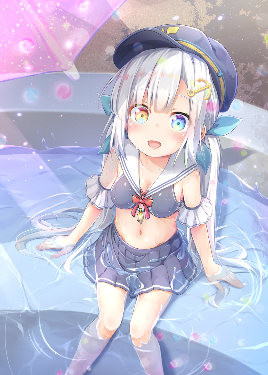 This is a pixiv picture whose title is セーラー水着 神楽めあ.