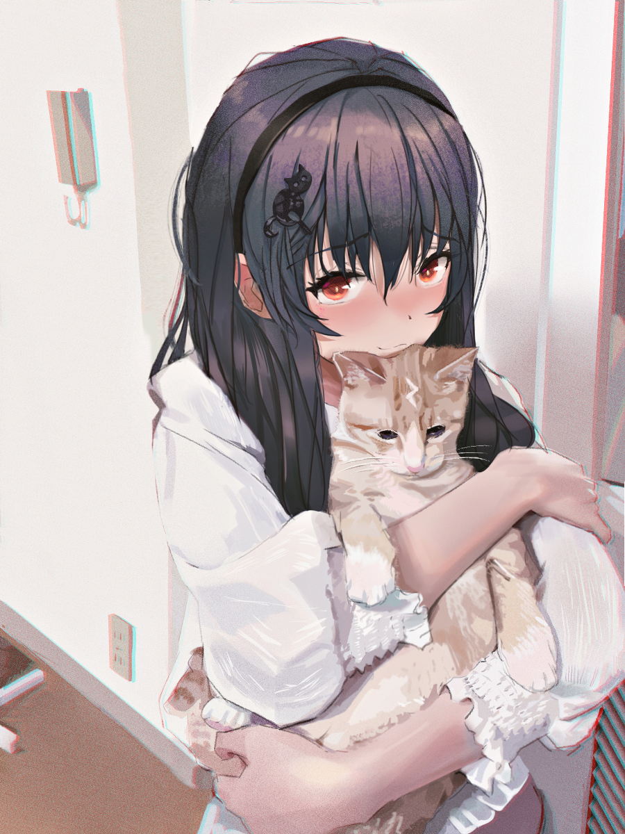 This is a pixiv picture whose title is 君と彼女と彼女の猫.