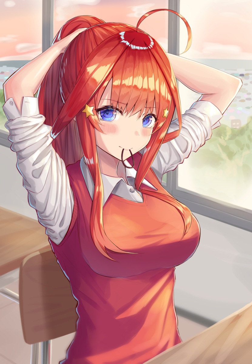 This is a pixiv picture whose title is ポニーテールの五月.