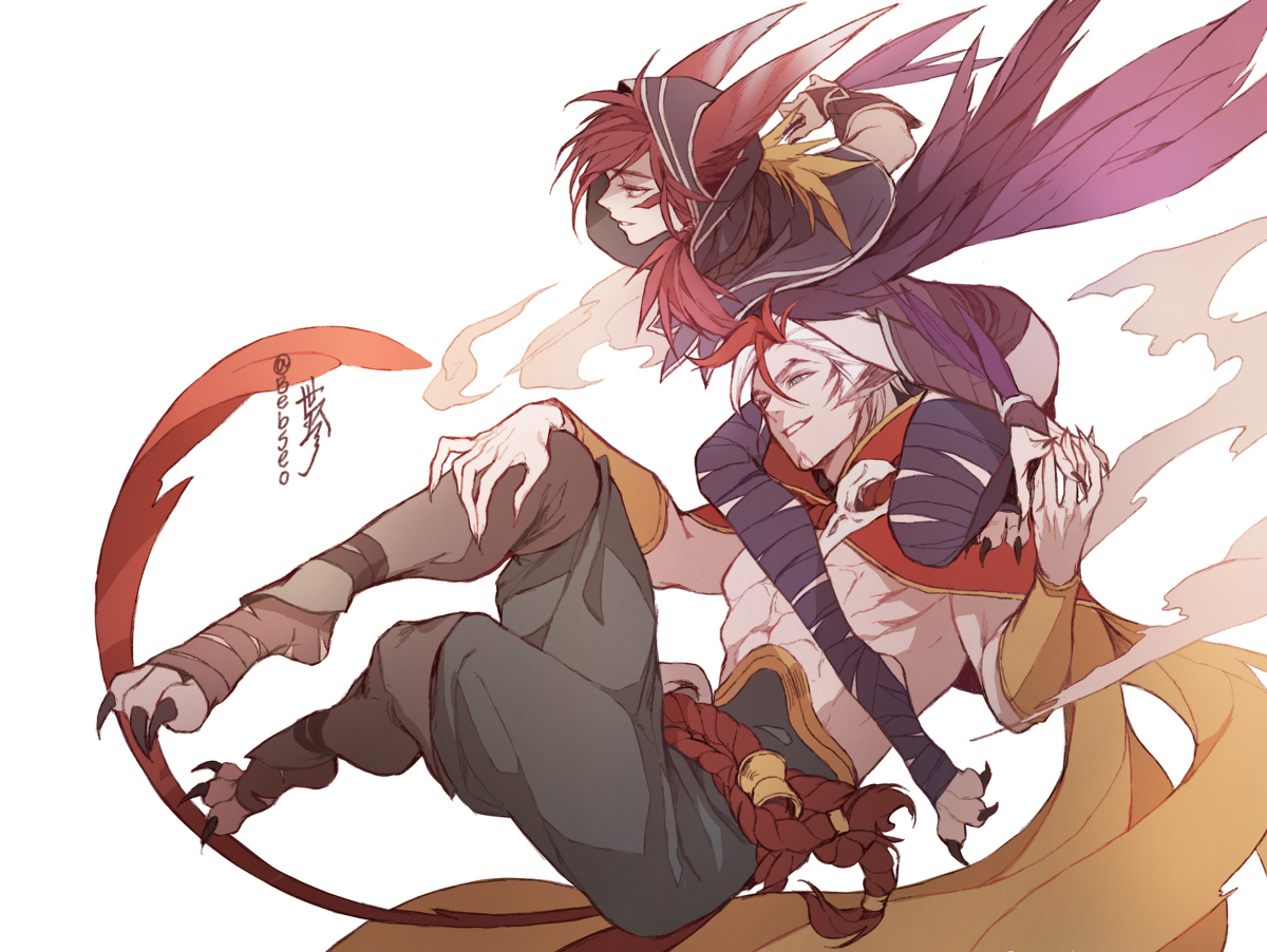 This is a pixiv picture whose title is xayah x rakan.