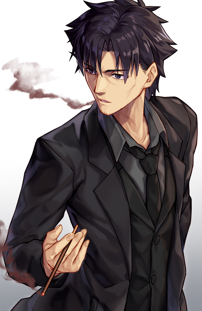 This is a pixiv picture whose title is ポッキーを食べる切嗣.