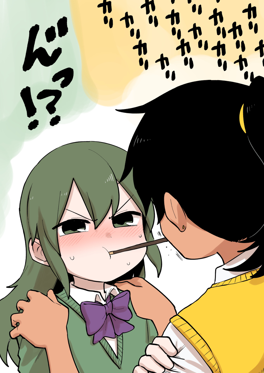 This is a pixiv picture whose title is 「ポッキーゲームしようよ」.