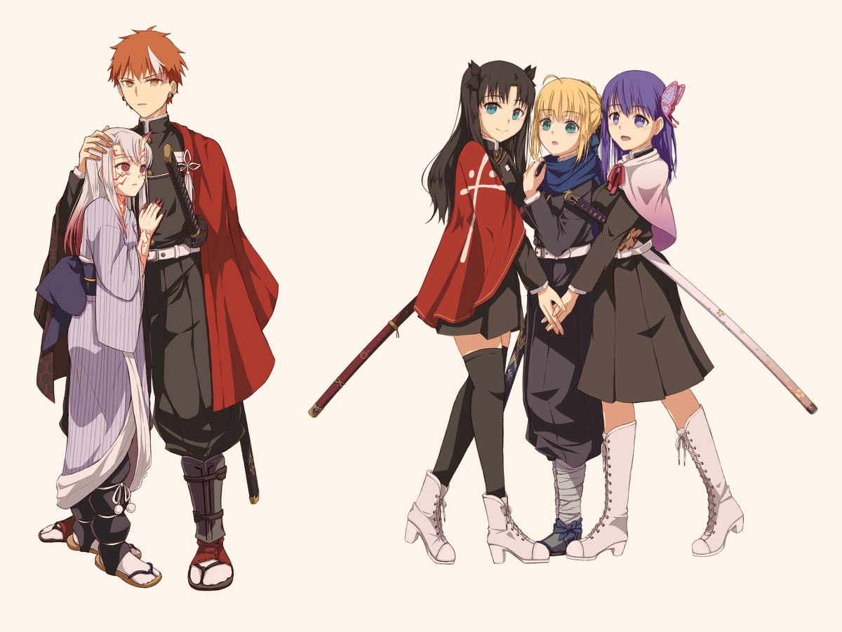 This is a pixiv picture whose title is Fateキャラで鬼滅パロ.