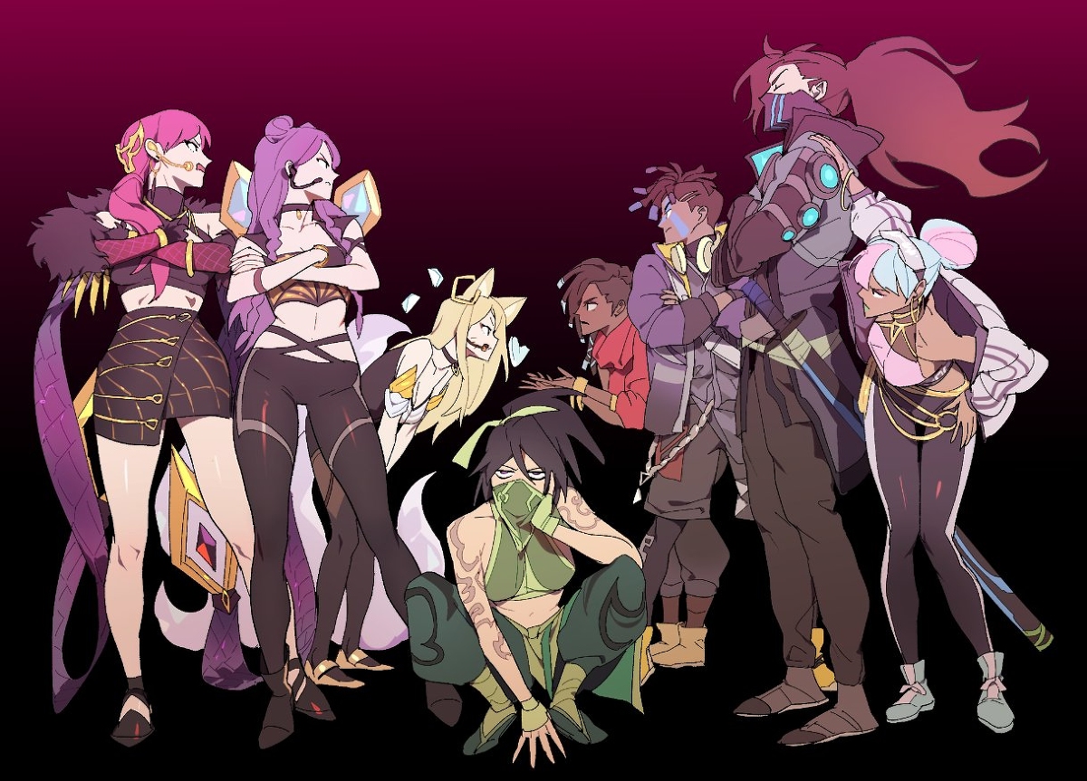 This is a pixiv picture whose title is KDA & True Demage.