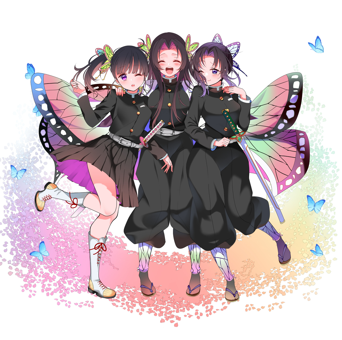This is a pixiv picture whose title is 胡蝶三姉妹.