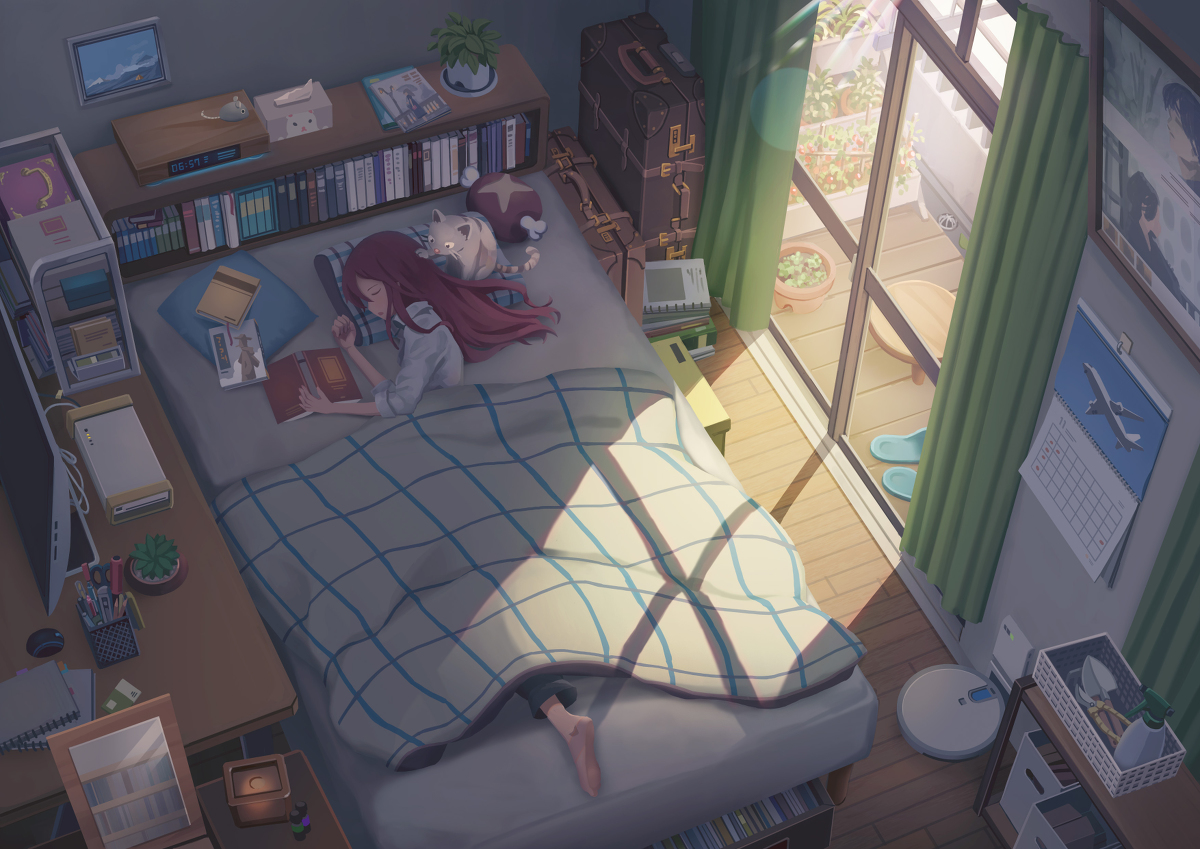 This is a pixiv picture whose title is 起きて～.