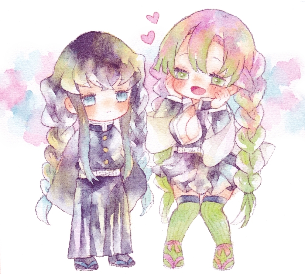 This is a pixiv picture whose title is 蜜璃ちゃんと時透くん.
