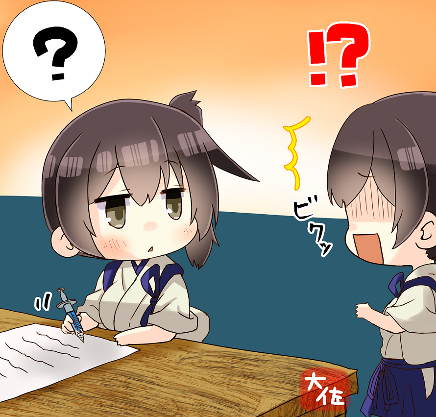 This is a pixiv picture whose title is 注射器型シャープペン.