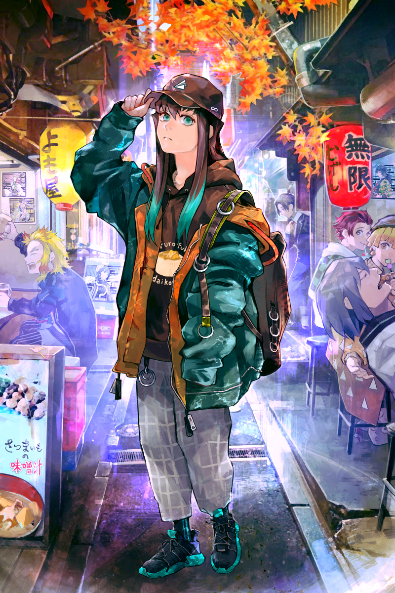 This is a pixiv picture whose title is 現代×鬼滅の刃.
