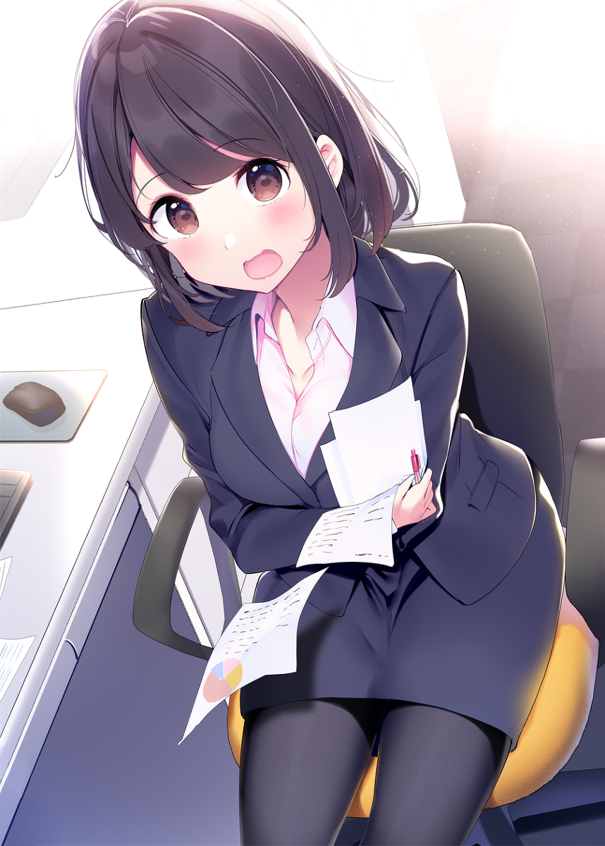 This is a pixiv picture whose title is 「えっ！これから会議ですか！？」.