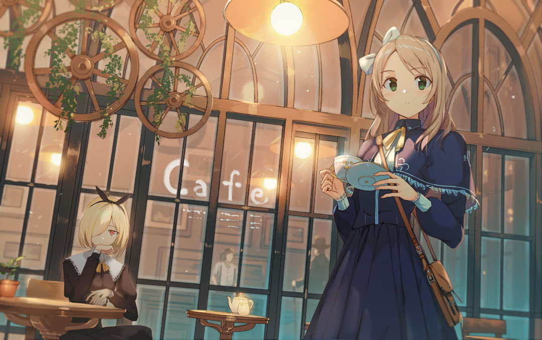 This is a pixiv picture whose title is 喫茶店.
