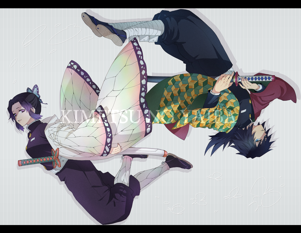 This is a pixiv picture whose title is しのぶと義勇.