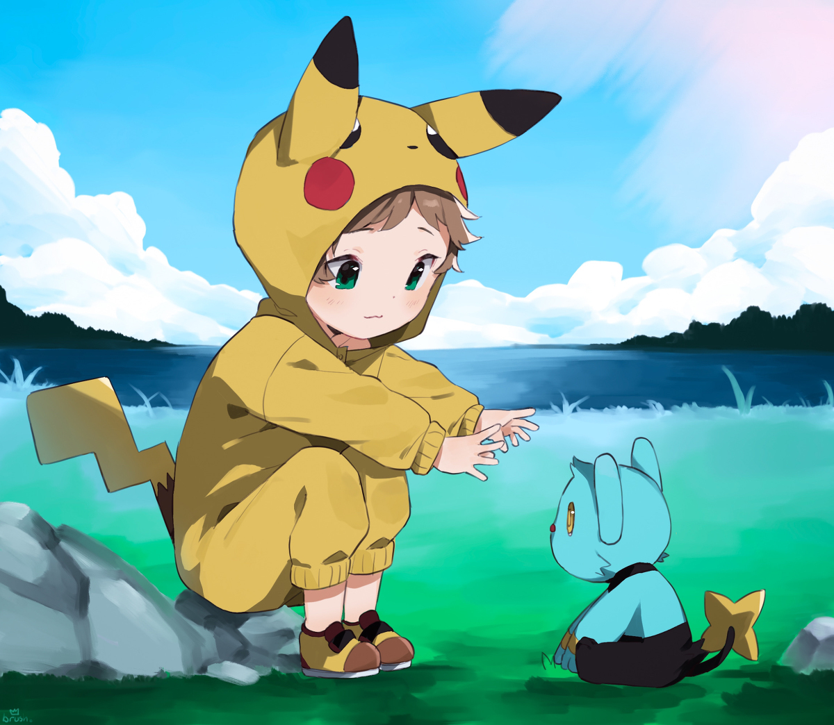 This is a pixiv picture whose title is A PokéKid and his Pokémon.