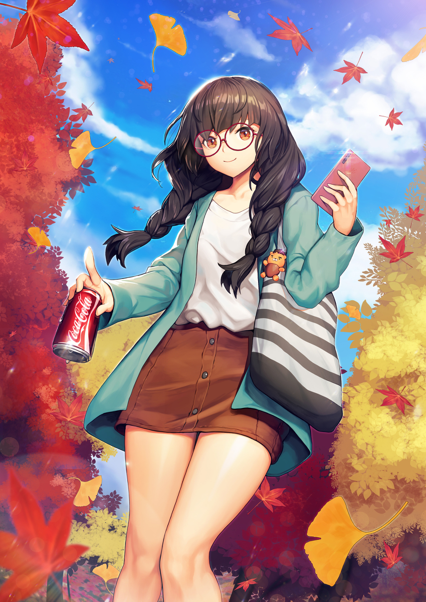 This is a pixiv picture whose title is red Maple leaf and Ginkgo biloba.