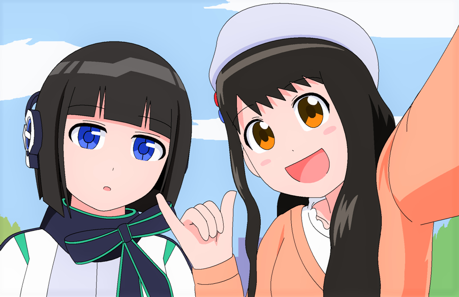 This is a pixiv picture whose title is アサヒちゃんとイズちゃん.