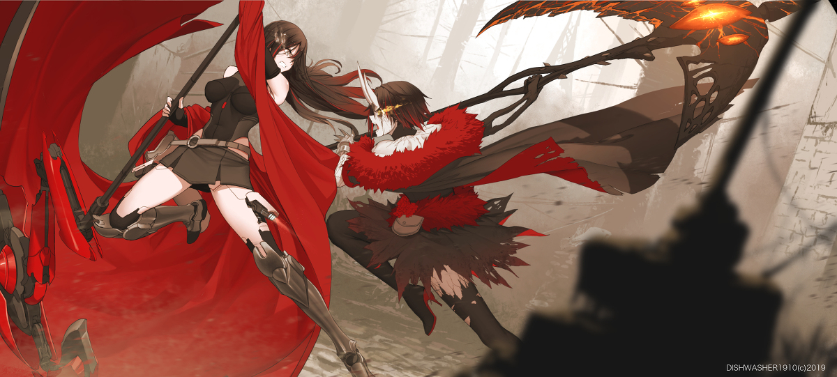 This is a pixiv picture whose title is RWBYverse clash.