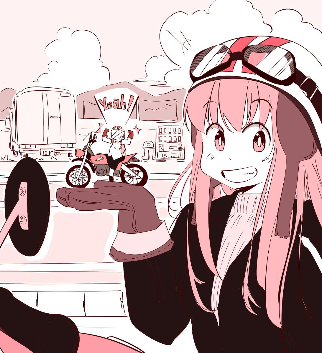 This is a pixiv picture whose title is 手乗りバイクごっこする女の子達。.