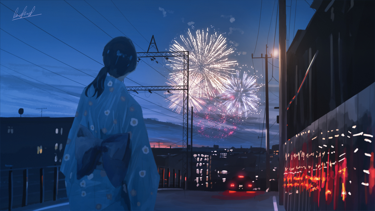 This is a pixiv picture whose title is 遠くの閃光.