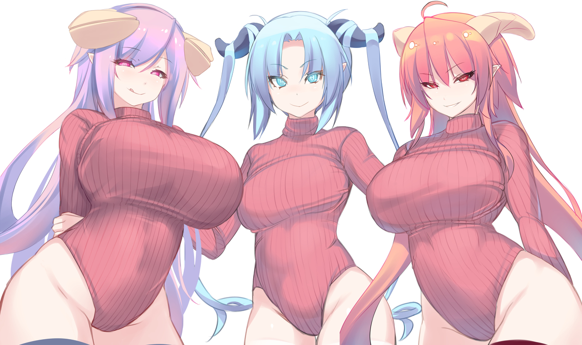 This is a pixiv picture whose title is 通りすがりの例のヒートテック三姉妹.