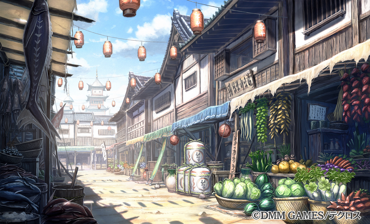 This is a pixiv picture whose title is ［仕事絵］あやかしランブル！_市場.