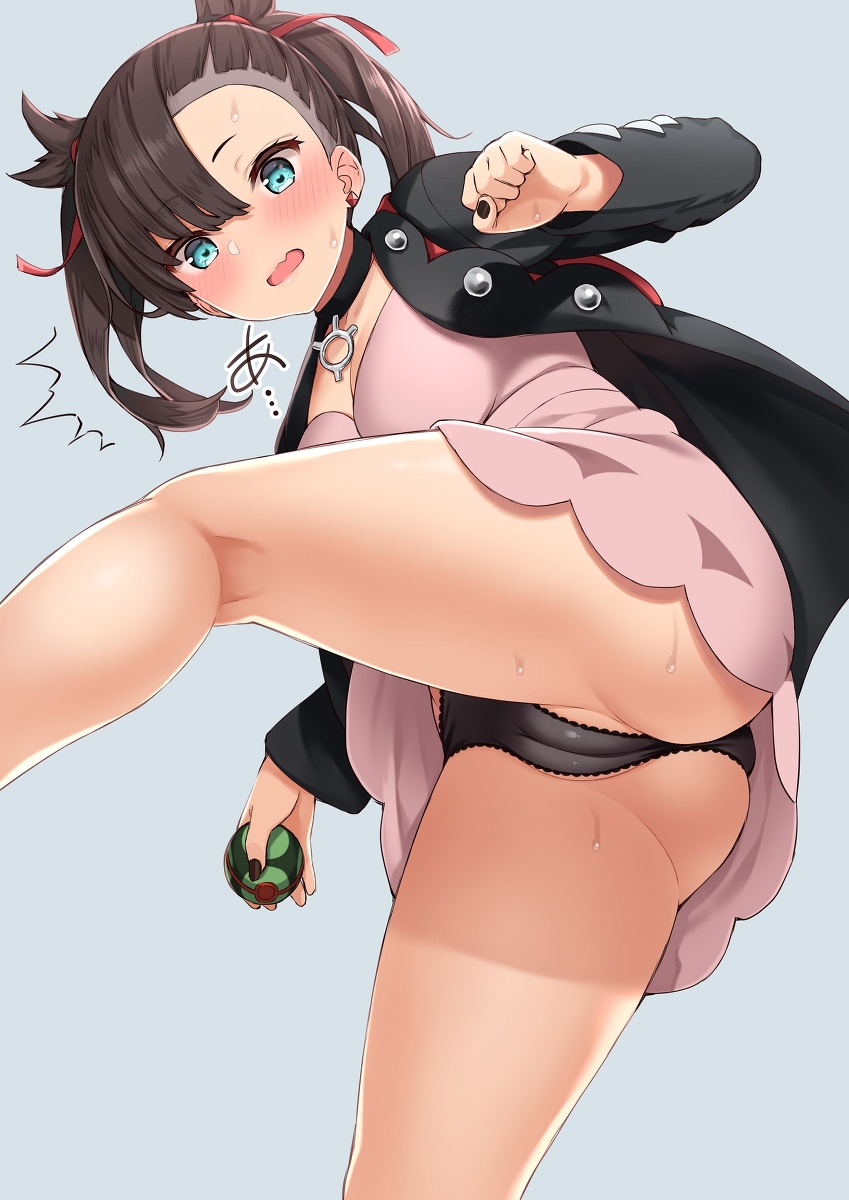 This is a pixiv picture whose title is 勢い余って思いっきりパンチラしちゃったマリィちゃん.