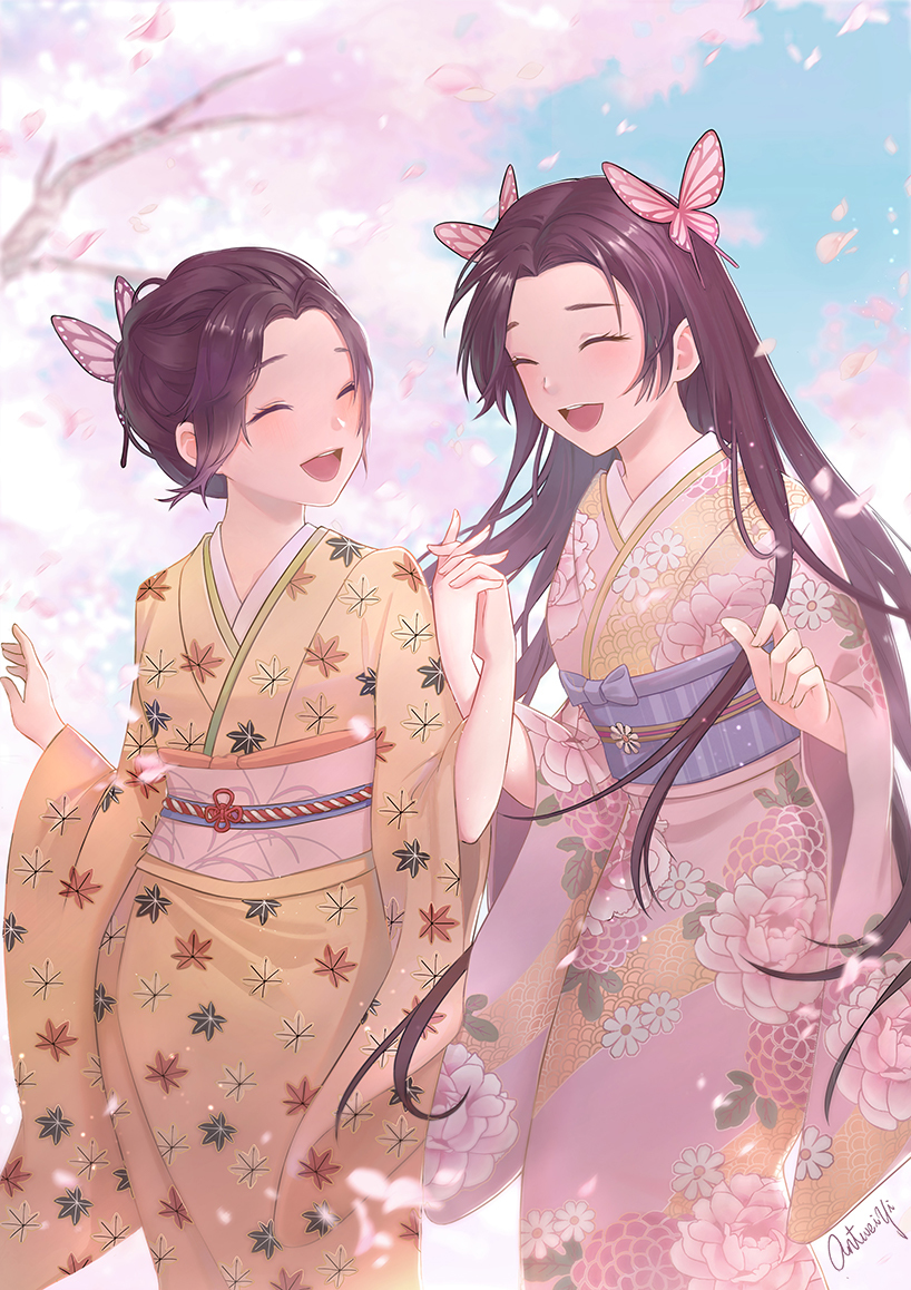 This is a pixiv picture whose title is 相聚在櫻花樹下.
