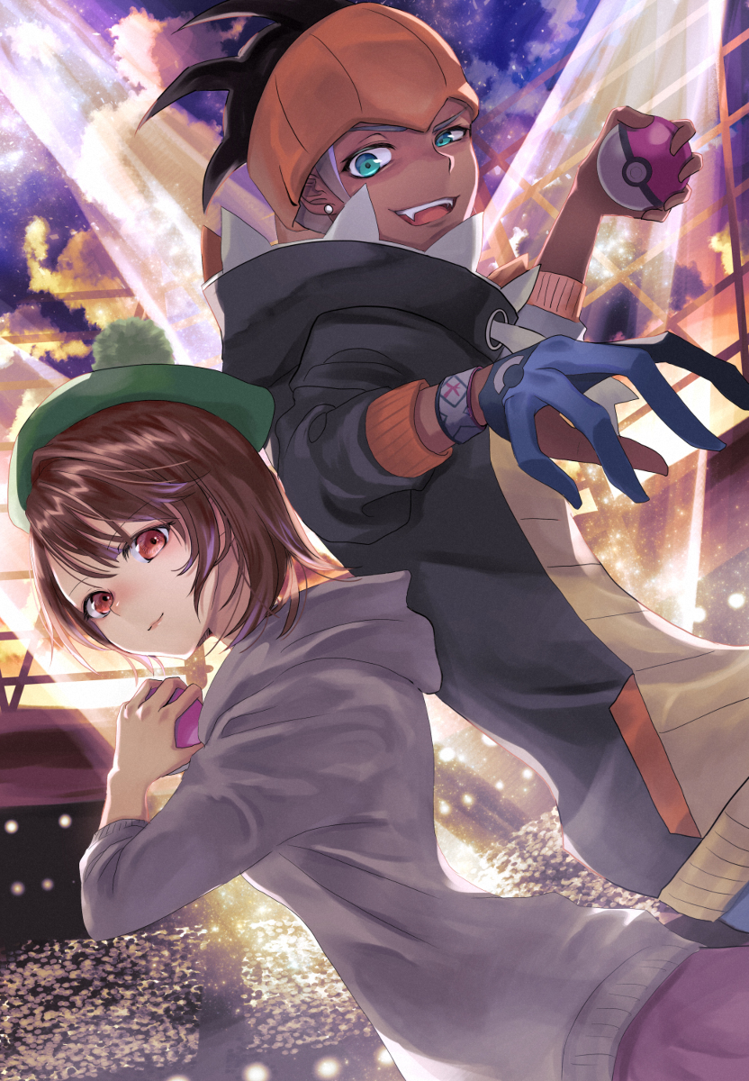 This is a pixiv picture whose title is ポケモン剣盾　ユウリ（女主人公）＆キバナ.