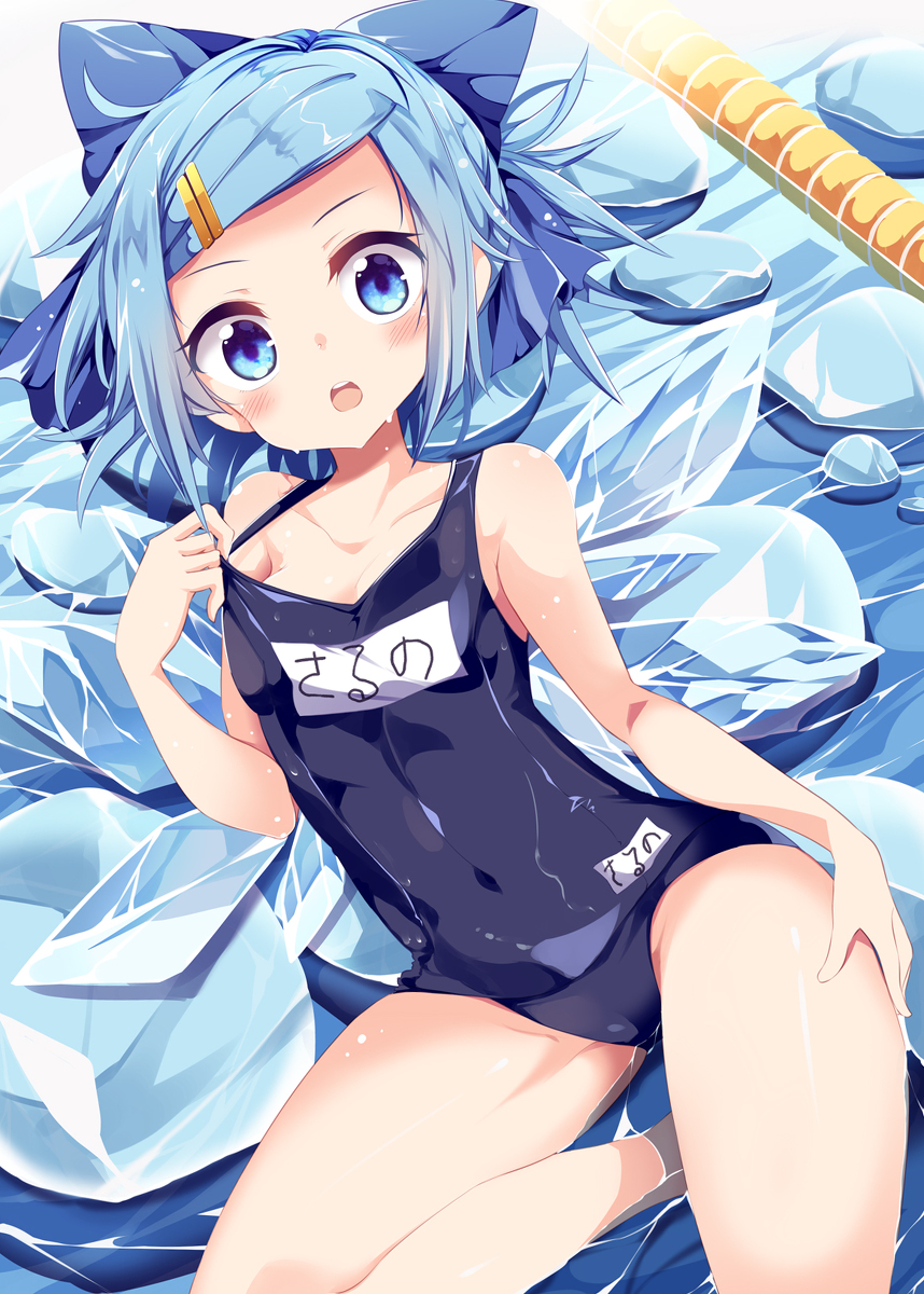 This is a pixiv picture whose title is スク水チルノちゃん.