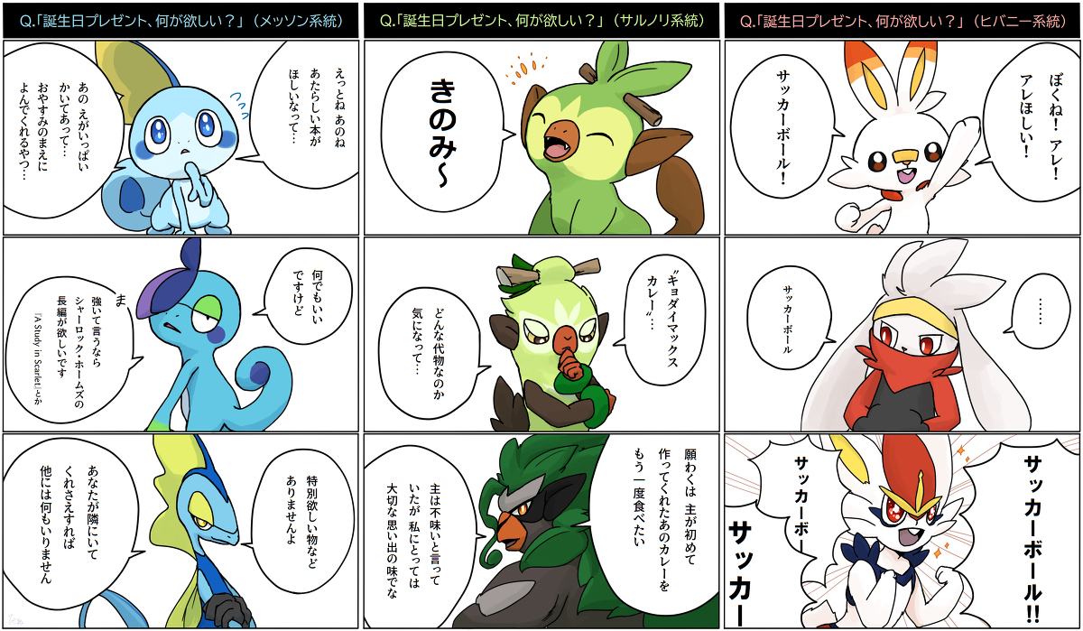 This is a pixiv picture whose title is ガラル御三家に聞いてみた.