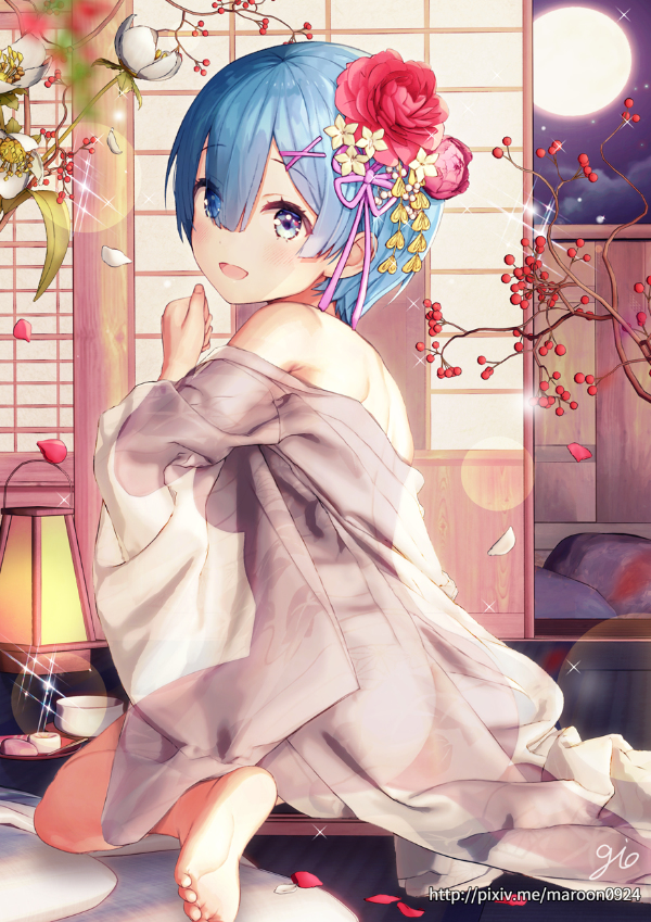 This is a pixiv picture whose title is 月夜レム.