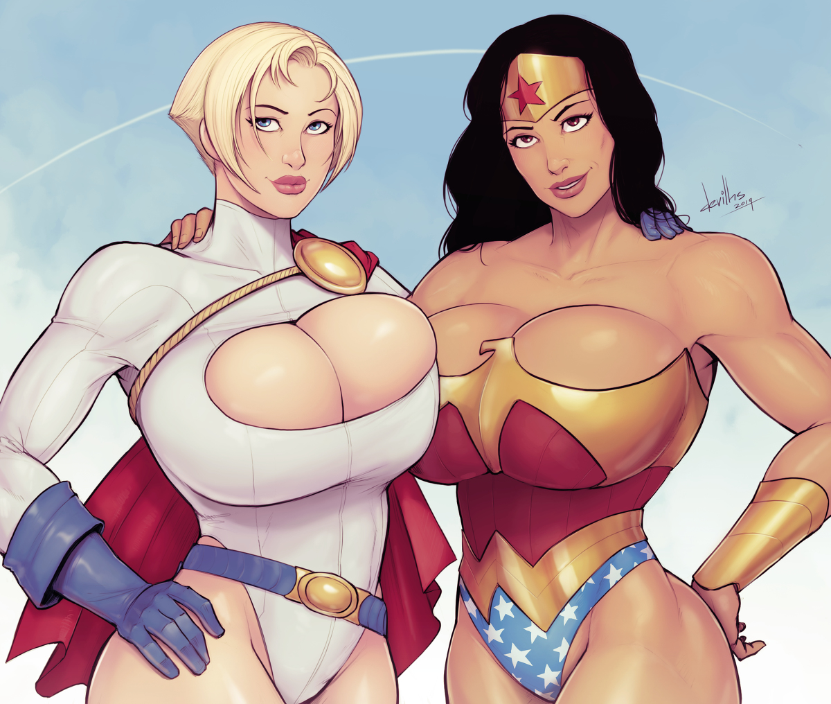 This is a pixiv picture whose title is Power Girl & Wonder Woman.