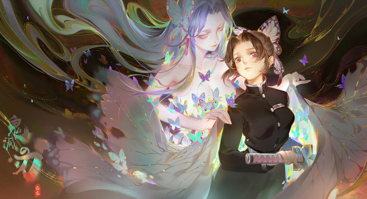 This is a pixiv picture whose title is 胡蝶しのぶ.