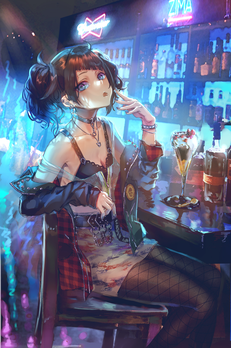 This is a pixiv picture whose title is 🍸🌃.