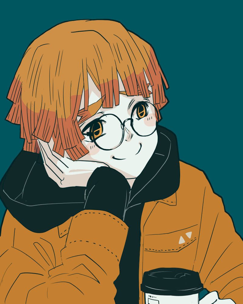 This is a pixiv picture whose title is 善逸くんと禰豆子ちゃんと眼鏡.
