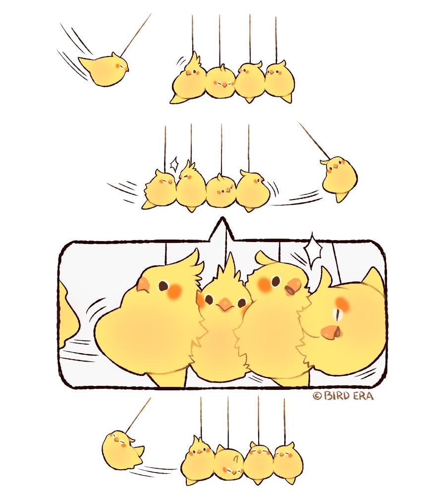 This is a pixiv picture whose title is Newton's Cockatiel Cradle.