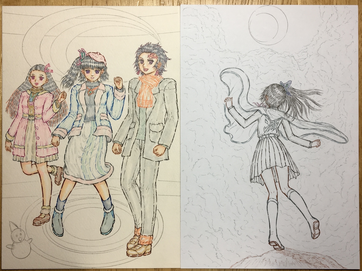 This is a pixiv picture whose title is 鬼滅キャラで冬物コーデ❤️&「月を望むカナヲ」.
