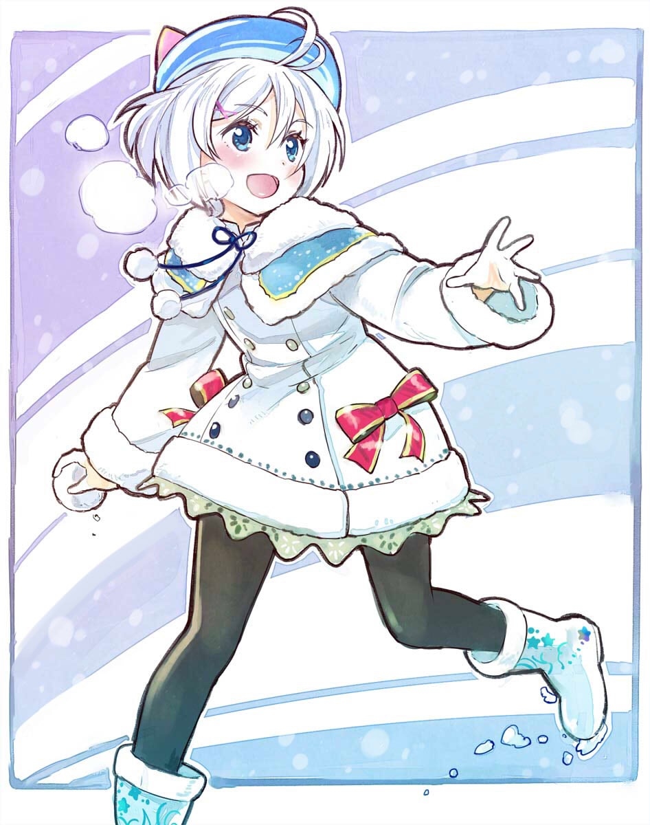 This is a pixiv picture whose title is 雪合戦シロちゃん.