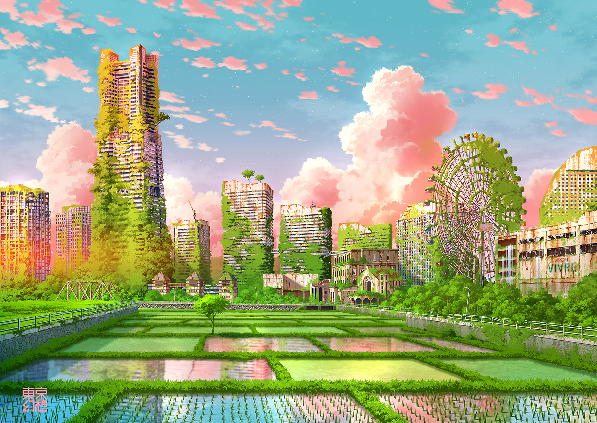 This is a pixiv picture whose title is みなとみらい幻想.