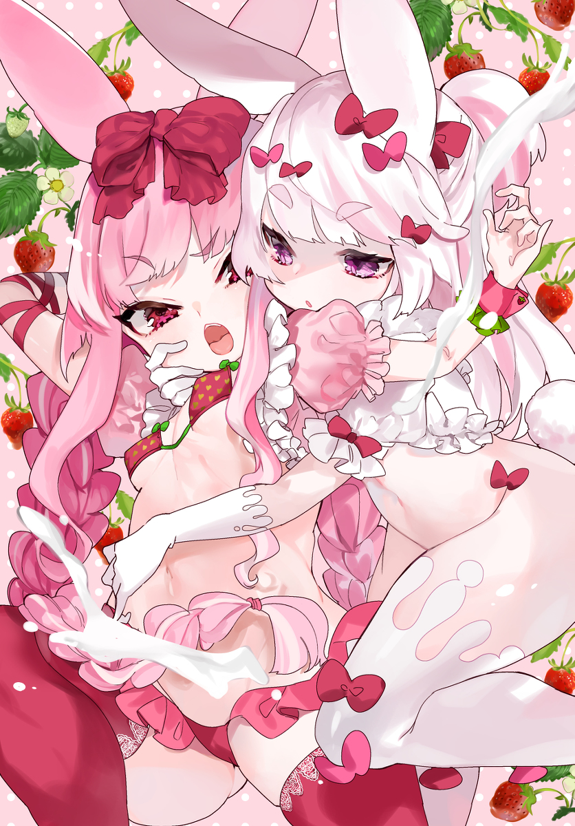 This is a pixiv picture whose title is いちごみるく.