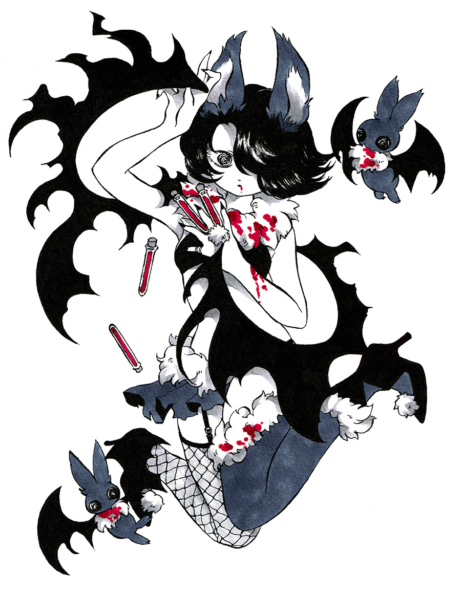 This is a pixiv picture whose title is 吸血コウモリガール.