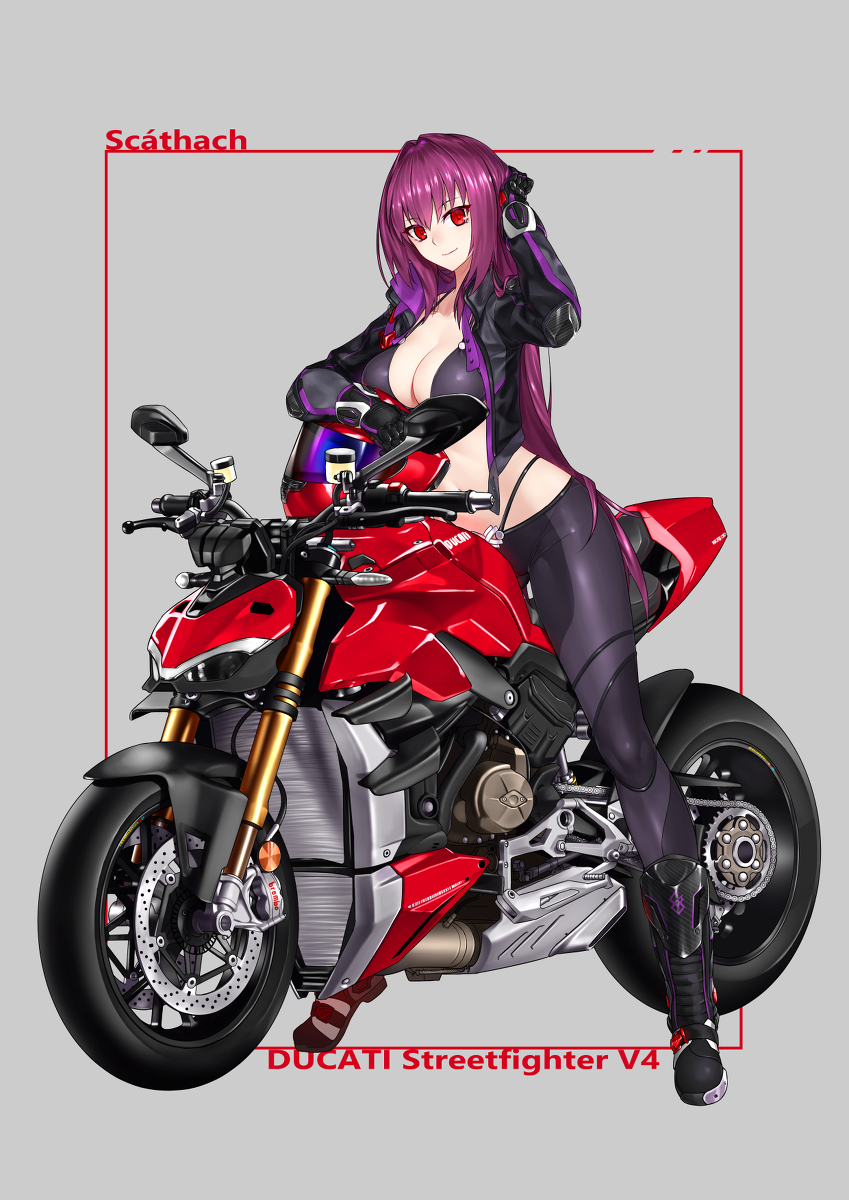 This is a pixiv picture whose title is スカサハ X DUCATI StreetFighter V4.