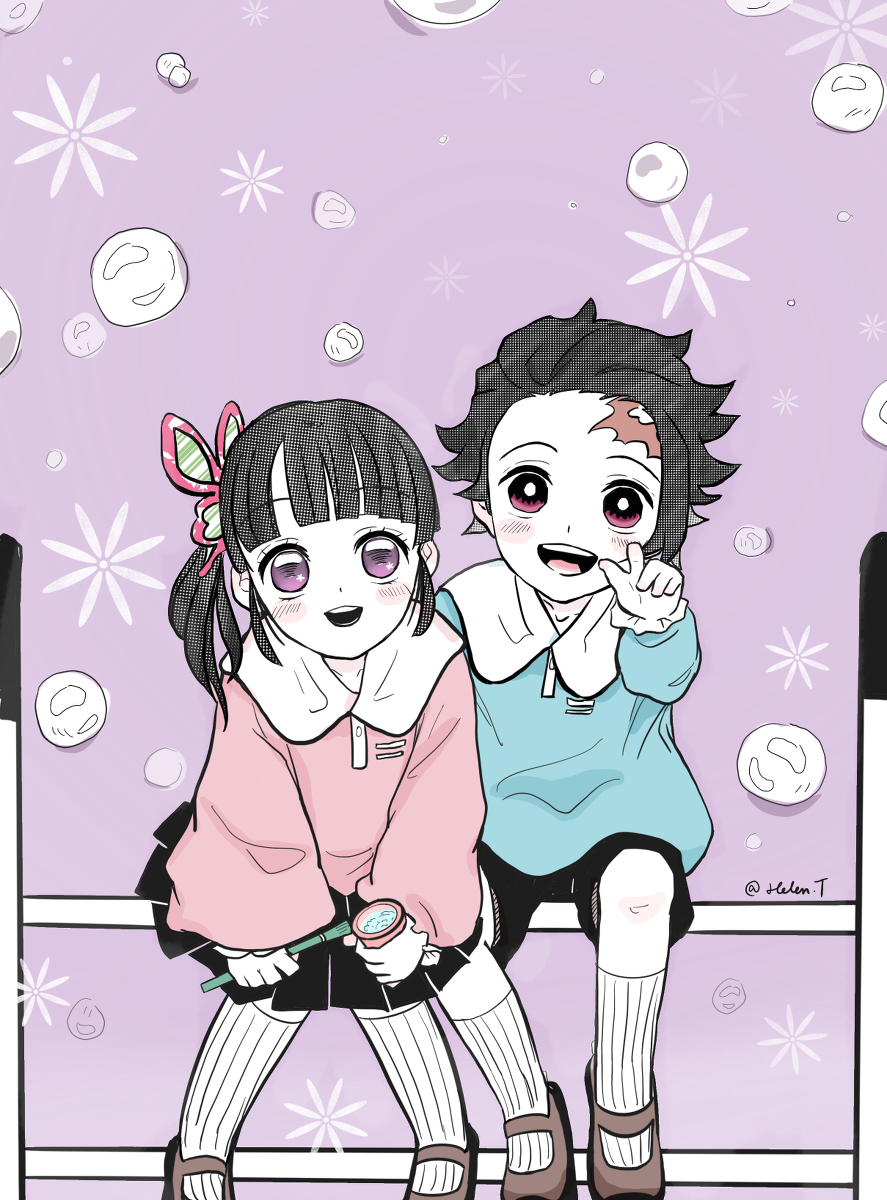 This is a pixiv picture whose title is 炭カナ幼稚園paro.