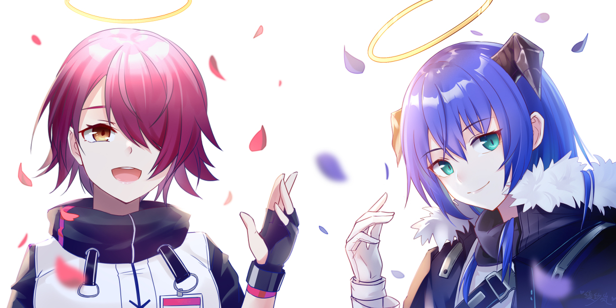 This is a pixiv picture whose title is 莫斯提马&能天使.
