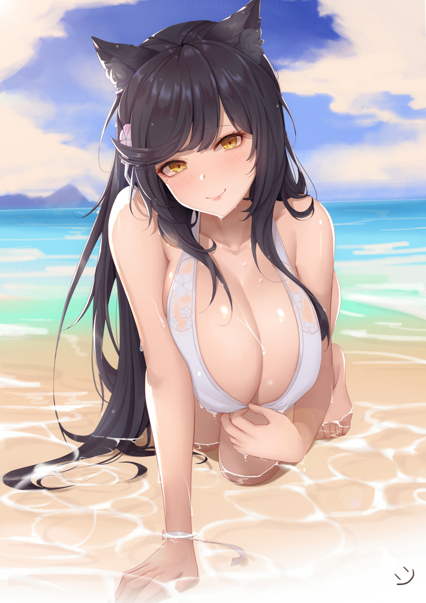 This is a pixiv picture whose title is 水着愛宕.