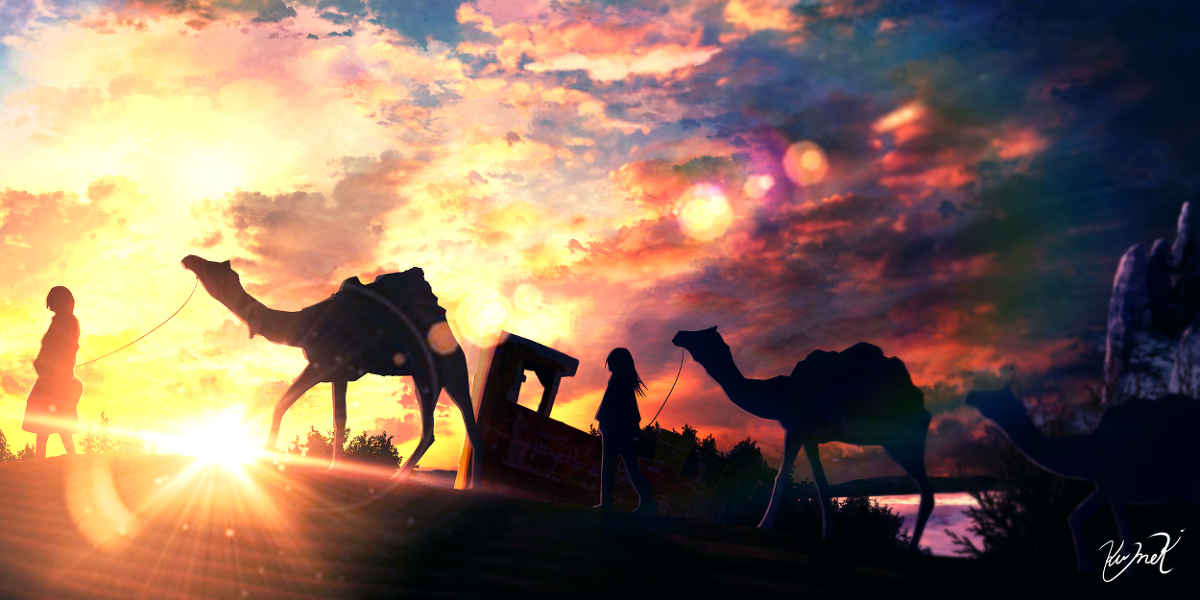 This is a pixiv picture whose title is 砂上の影.