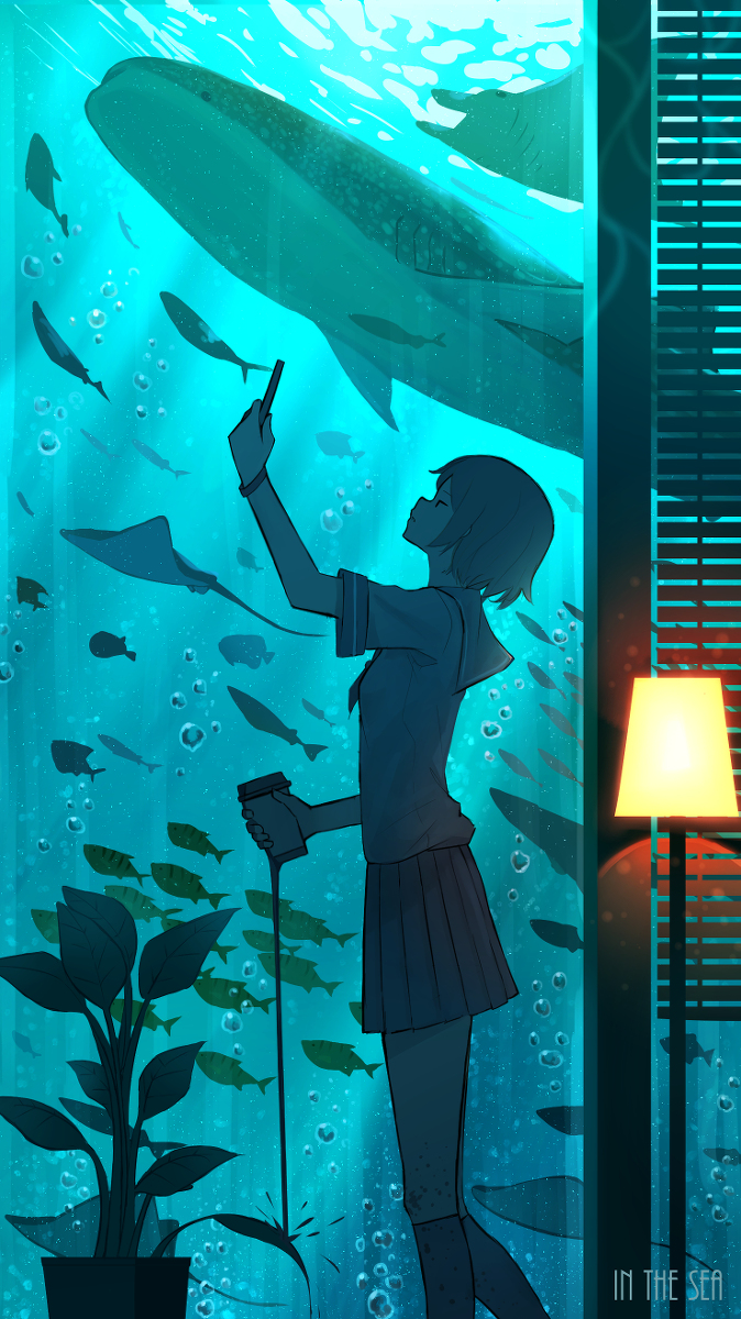 This is a pixiv picture whose title is 海の中.