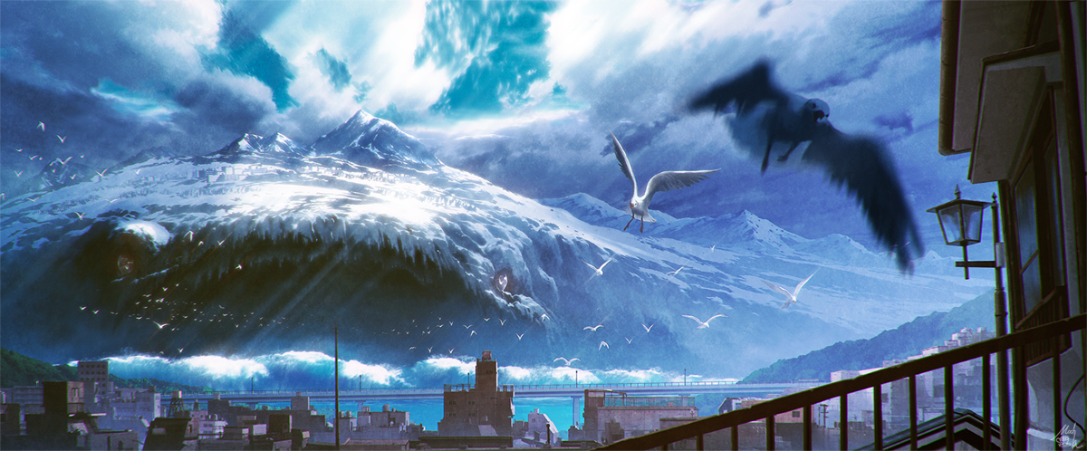 This is a pixiv picture whose title is 大海獣北海道.